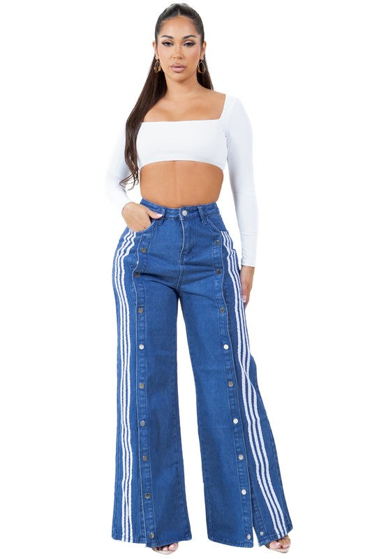 Casual Wide Leg Denim Pants