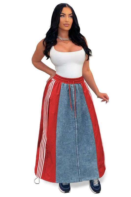 DENIM LONG MAXI SKIRT