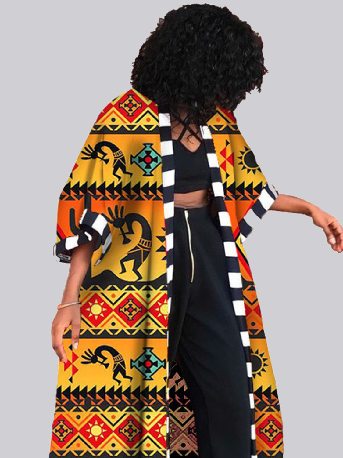 African Printed Open Front Cardigan