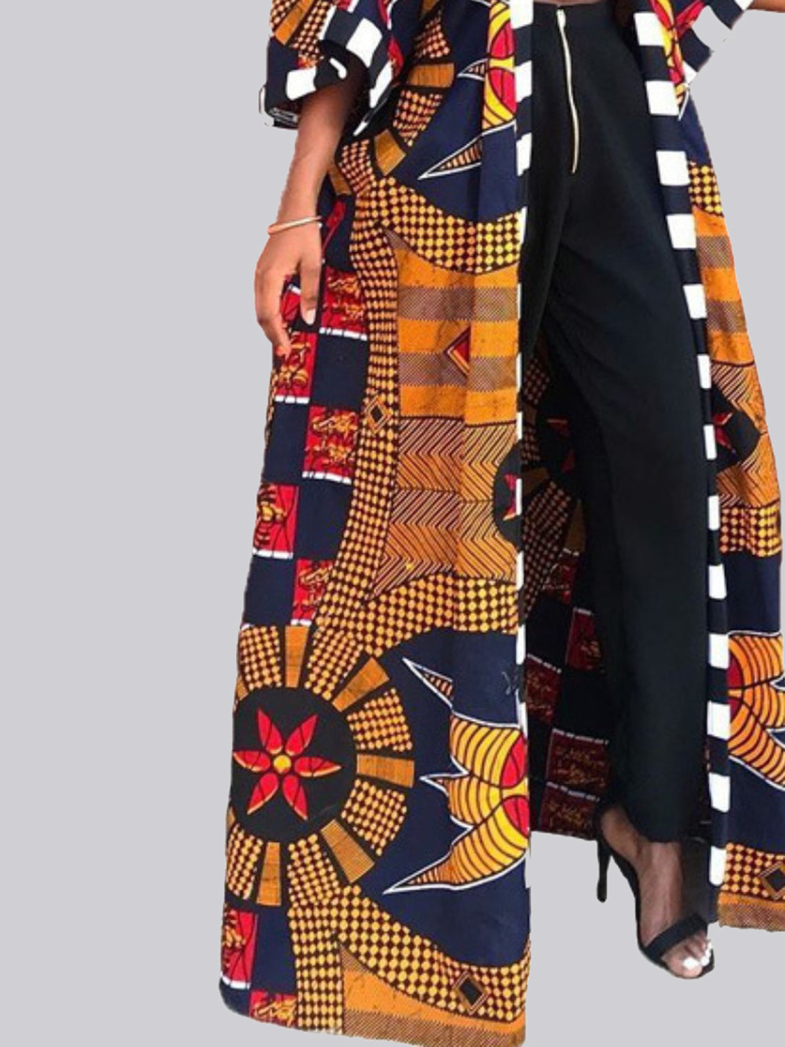 African Printed Open Front Cardigan