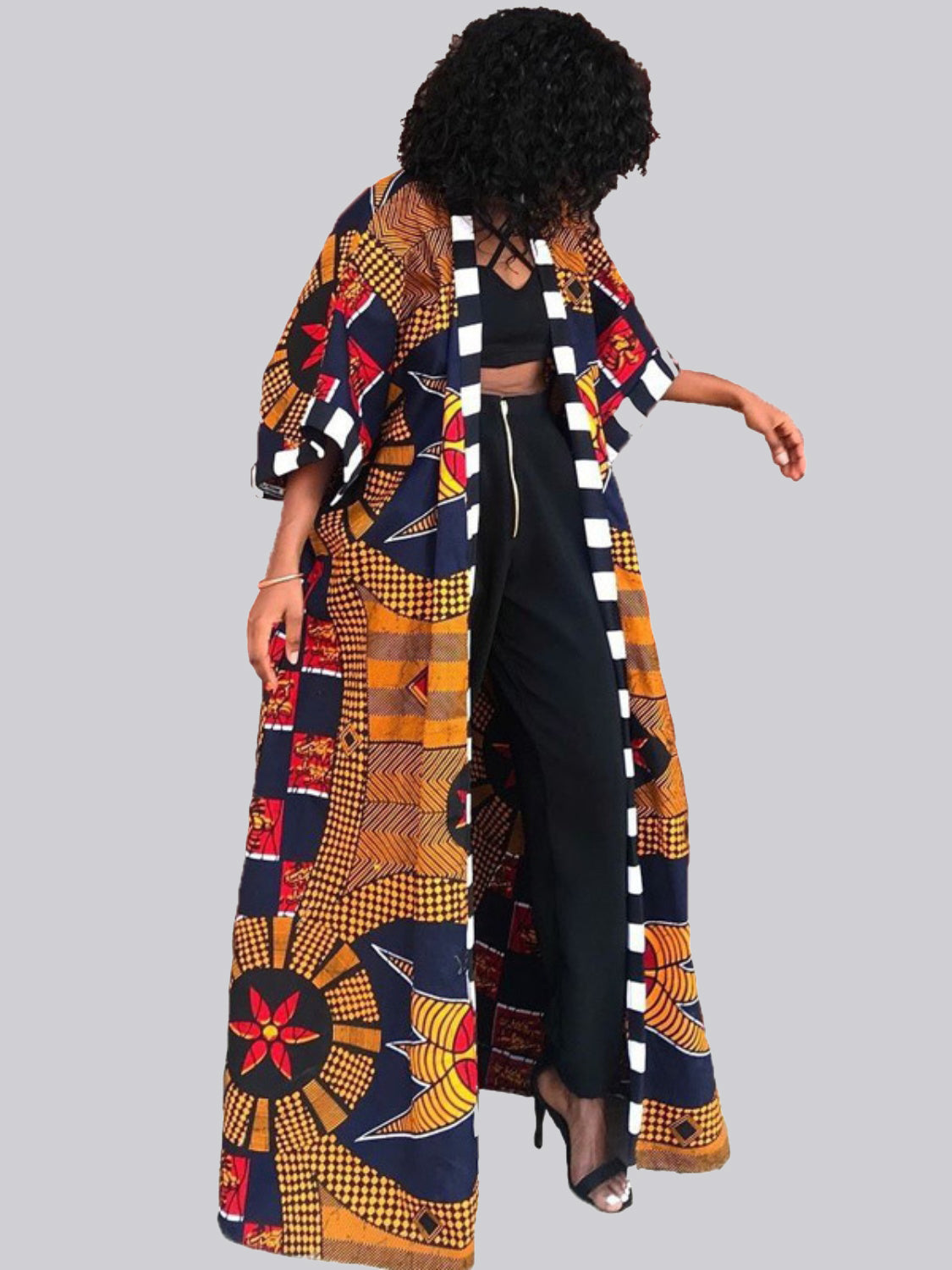 African Printed Open Front Cardigan