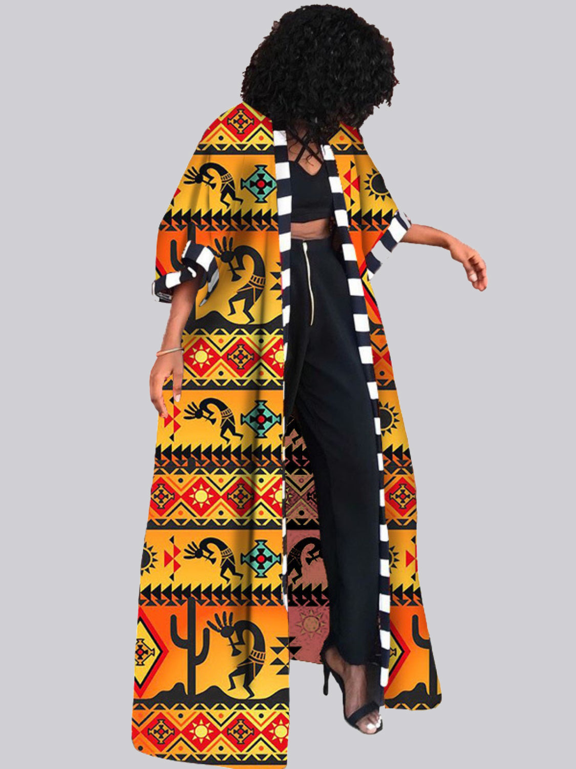 African Printed Open Front Cardigan