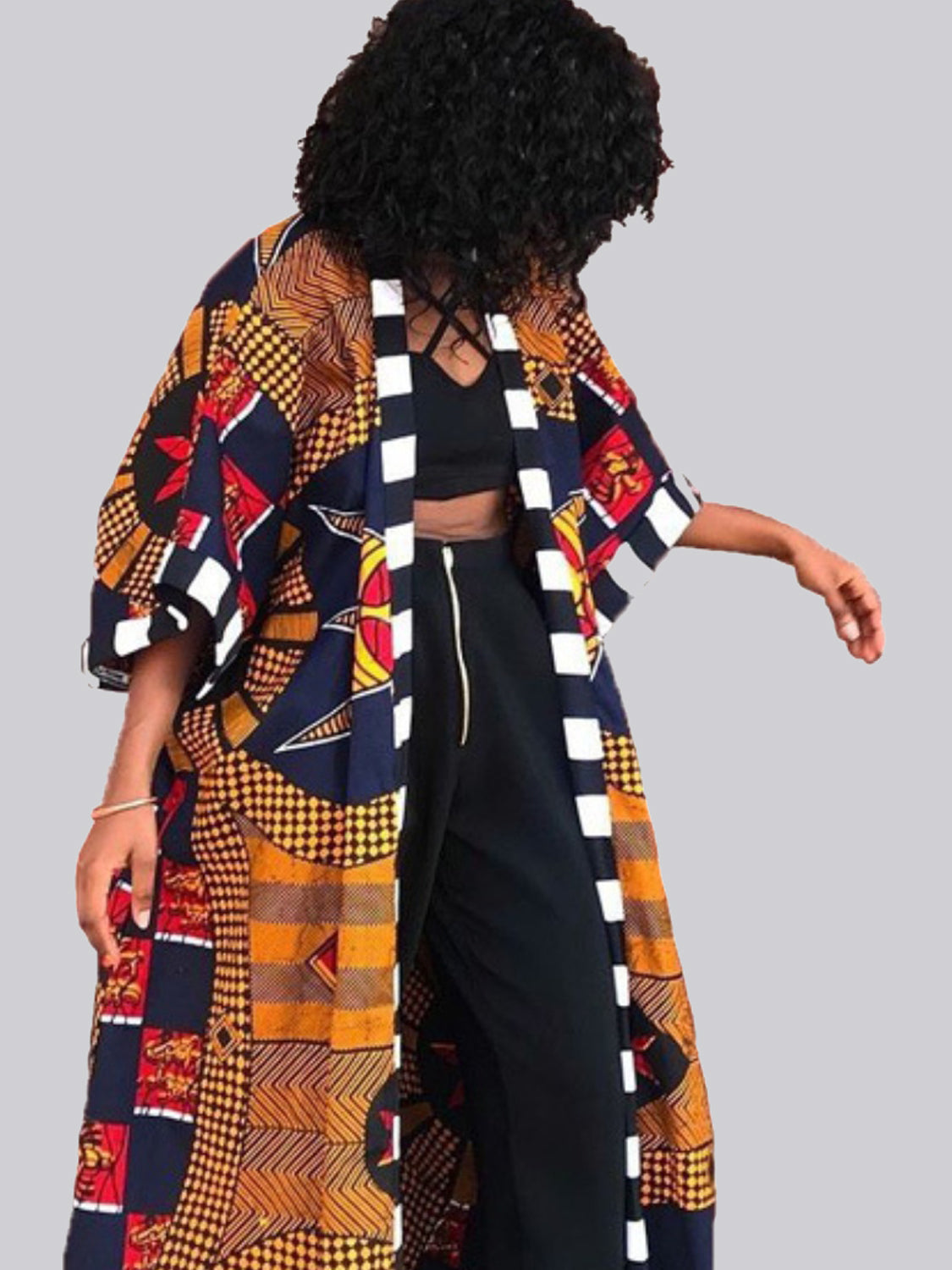 African Printed Open Front Cardigan